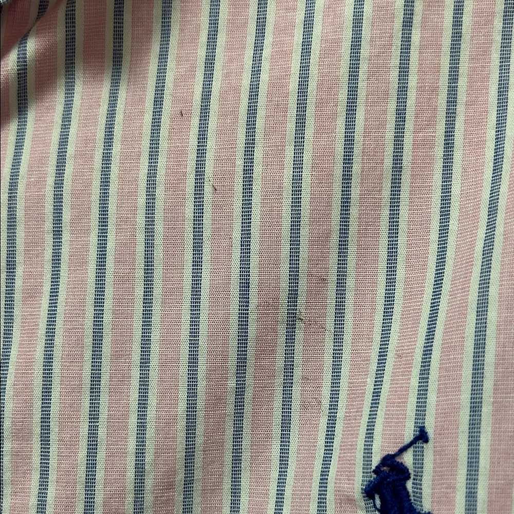 Vintage Ralph Lauren Pink/Blue Striped Preppy Shirt Men's Small Collegiate - Picture 10 of 13